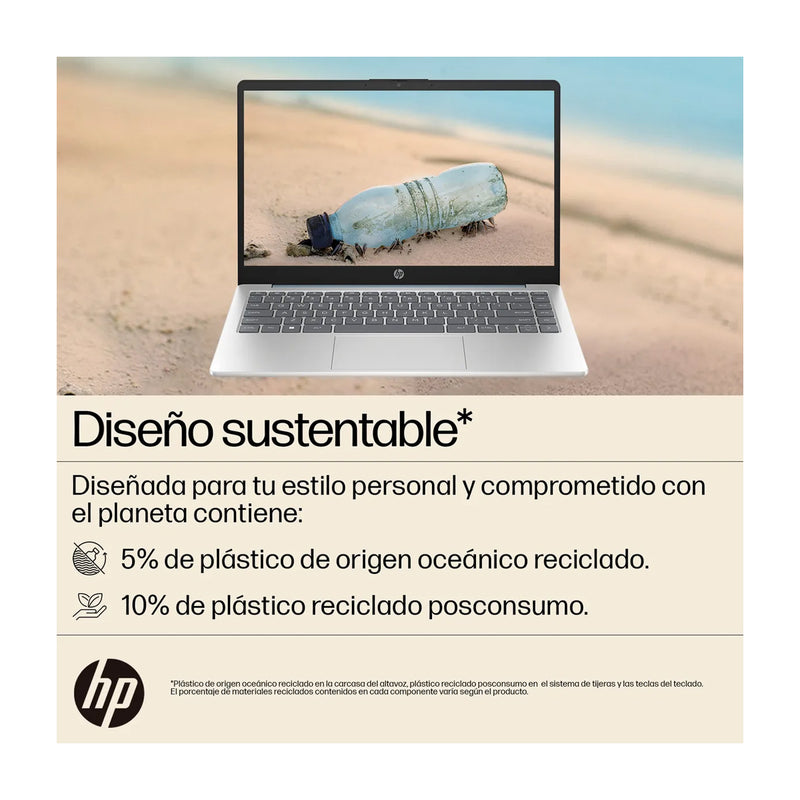 HP Laptop 14" FHD, AMD Ryzen 5 7520U, 8GB RAM, 512GB SSD, AMD Radeon, Windows 11 Home | Plateado Azul