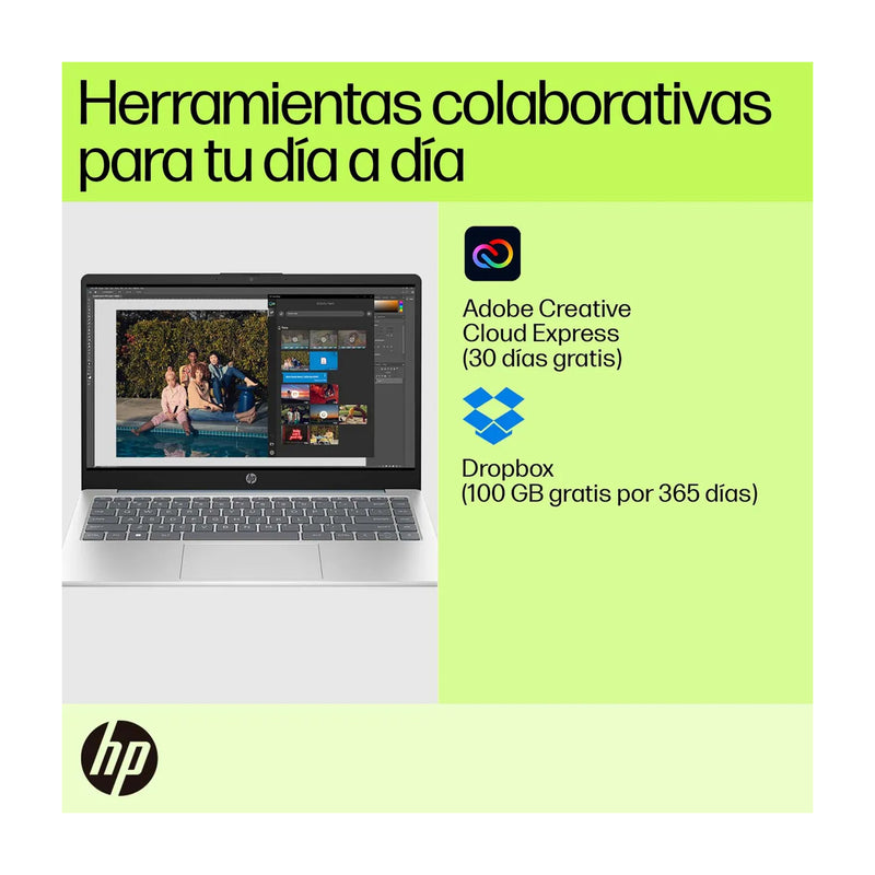 HP Laptop 14" FHD, AMD Ryzen 5 7520U, 8GB RAM, 512GB SSD, AMD Radeon, Windows 11 Home | Plateado Azul