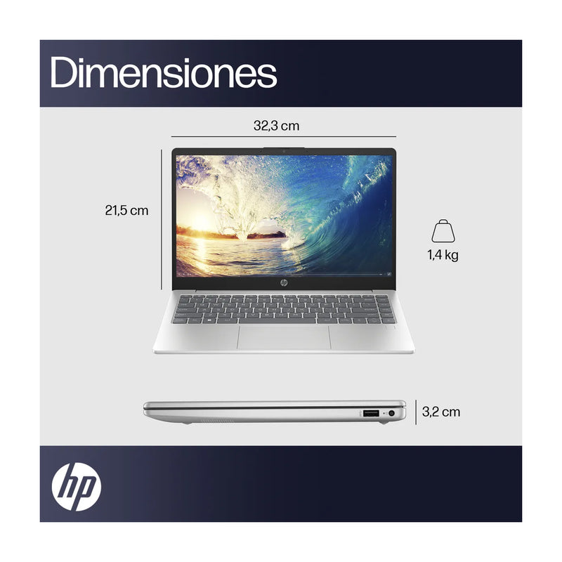 HP Laptop 14" FHD, Intel Core Ultra 5 125H, 16GB RAM, 512GB SSD, Lector de Huellas, Windows 11 Home | Plateado