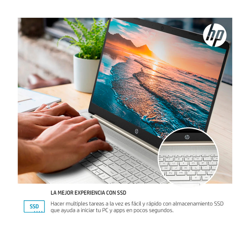 HP Laptop 15.6" HD, AMD Ryzen 7 5700U, 16GB RAM, 512GB SSD, AMD Radeon, Windows 11 Home | Plateado Dorado