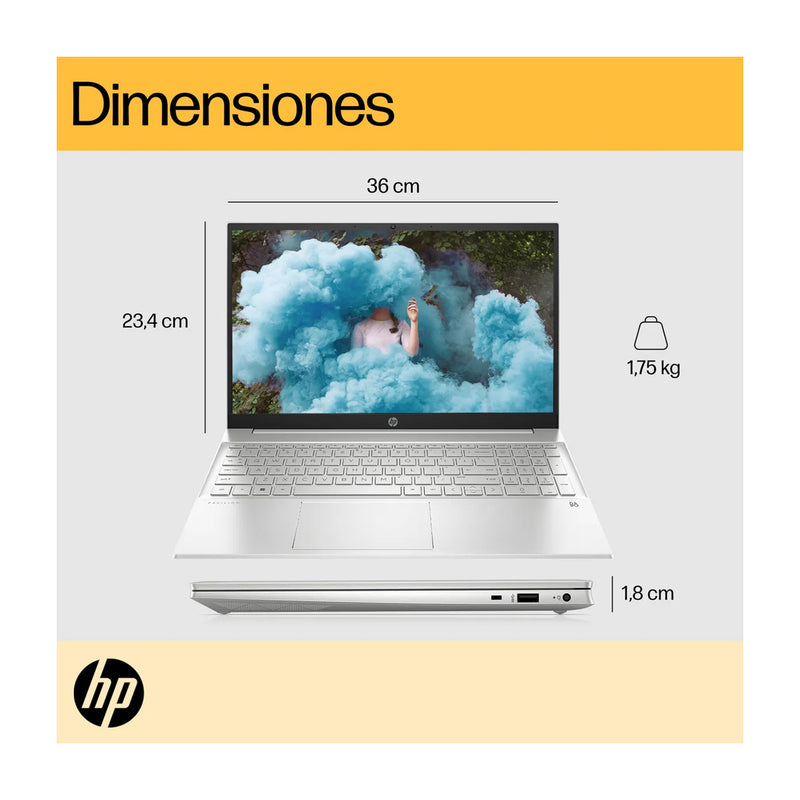 HP Pavilion Laptop 15.6" FHD, AMD Ryzen 7 7730U, 16GB RAM, 512GB SSD, AMD Radeon, Audio B&O, Windows 11 Home | Plateado