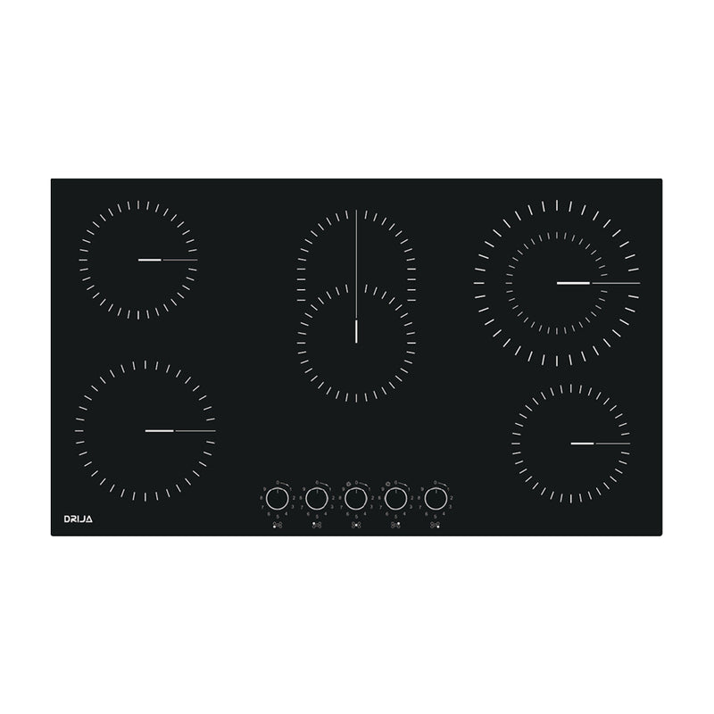 Drija Bari 90 Estufa Empotrable Eléctrica de Vitrocerámica | 5 Quemadores | 9 Niveles de Temperatura