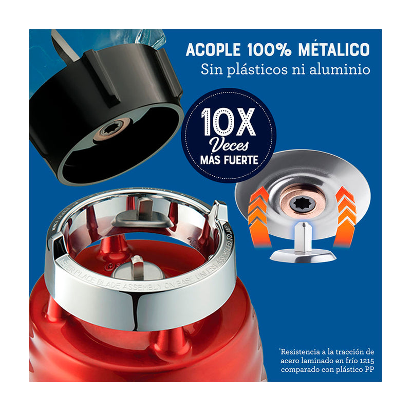 Oster Classic Licuadora de 3 Velocidades | Boroclass | All-Metal Drive | 1.25L | 1000W | Rojo