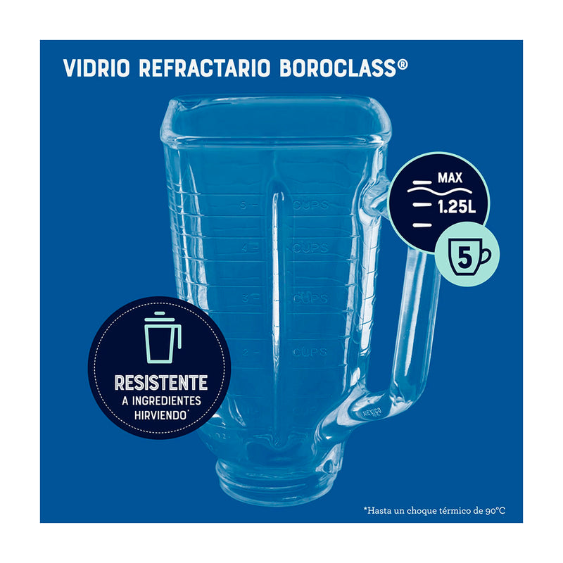 Oster Classic Licuadora de 3 Velocidades | Boroclass | All-Metal Drive | 1.25L | 1000W | Rojo