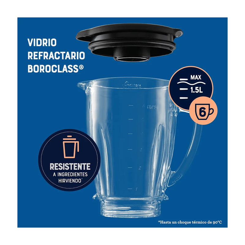 Oster Licuadora de 2 Velocidades | Boroclass | All-Metal Drive | Función de Pulso | 1.5L | 800W | Negro