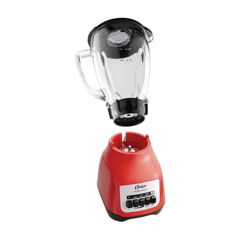 Oster Licuadora de 2 Velocidades | Boroclass | All-Metal Drive | Función de Pulso | 1.5L | 800W | Rojo