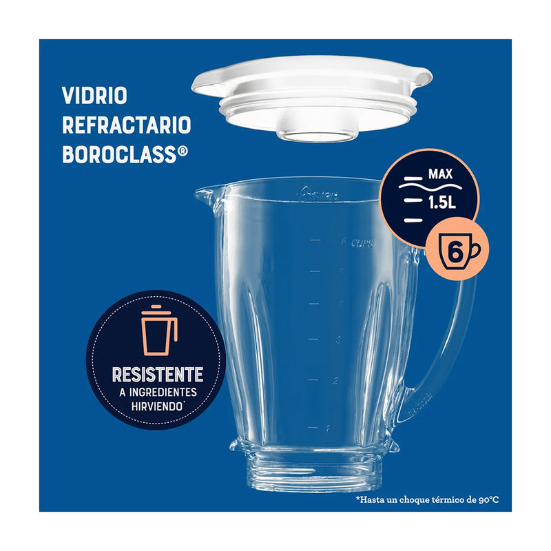 Oster Licuadora de 2 Velocidades | Boroclass | All-Metal Drive | Función de Pulso | 1.5L | 800W | Blanco