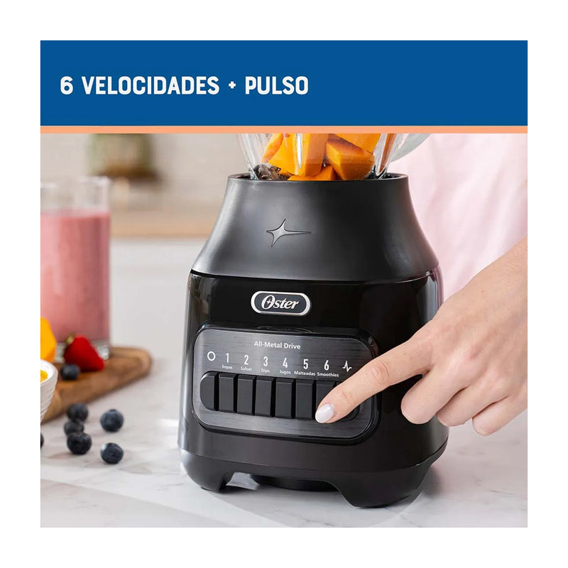 Oster Licuadora de 6 Velocidades | Boroclass | All-Metal Drive | Función de Pulso | 1.5L | 800W | Negro