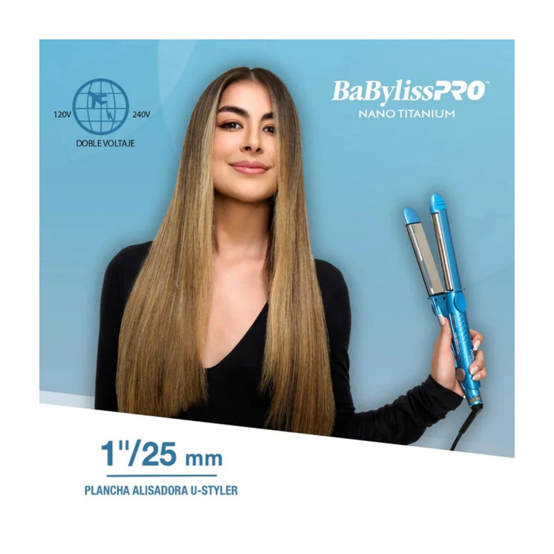 BaBylissPRO U Styler Plancha Alisadora y Rizador para el Cabello | Acero Inox | Nano Titanium | 1"