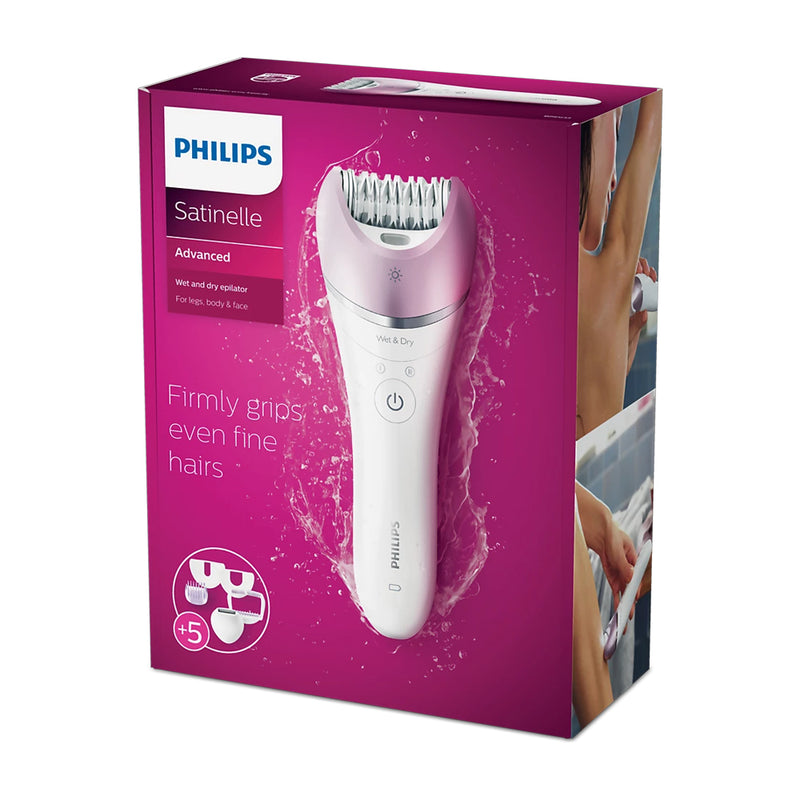 Philips Depiladora Inalámbrica Recargable Satinelle Advanced en Seco y Húmedo de 5 piezas