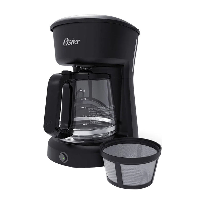 Oster Cafetera de 12 Tazas | Filtro Permanente Lavable | Pausa y Servir | Negro