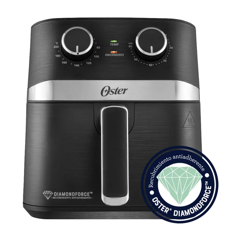 Oster Freidora de Aire | 4L | DiamondForce  | Temporizador | Control de Temperatura | Negro