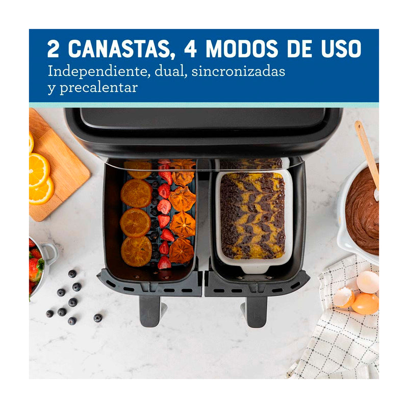 Oster Freidora de Aire Digital | 7.6L | Dual | DiamondForce | 2 Canastas | 6 Funciones | Negro