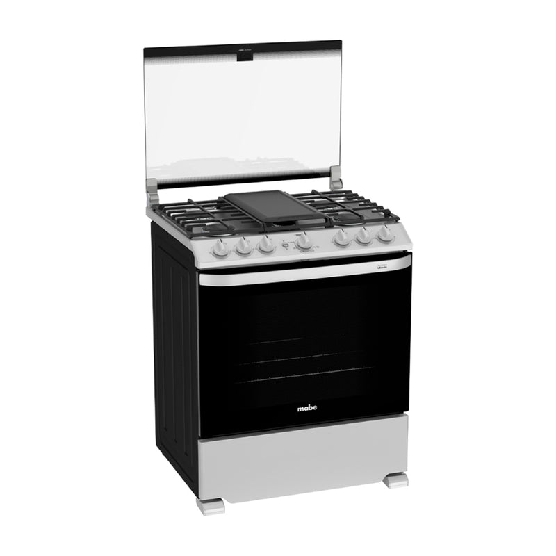 Mabe Estufa a Gas de Acero Inoxidable | Tecnología Ultimate | Perfect Cook | Easy Clean Pro | Tapa | Plancha | 30" | 6 Quemadores