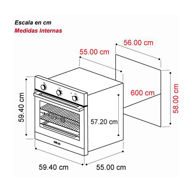 Drija Europa 60 Eléctrico Horno Multifuncional Empotrable Eléctrico | Puerta de Triple Vidrio | 250°C