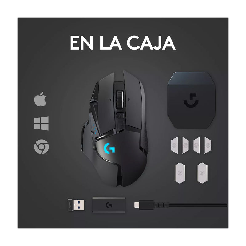 Logitech G502 LIGHTSPEED Mouse Gaming Inalámbrico | RGB | Memoria Integrada | 25,600 DPI | Negro