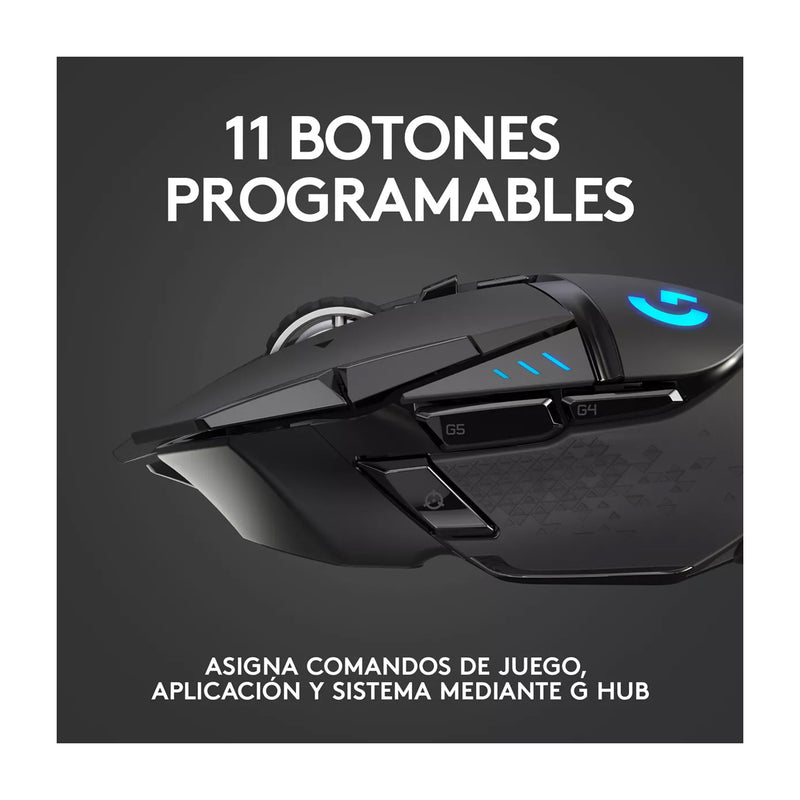 Logitech G502 LIGHTSPEED Mouse Gaming Inalámbrico | RGB | Memoria Integrada | 25,600 DPI | Negro