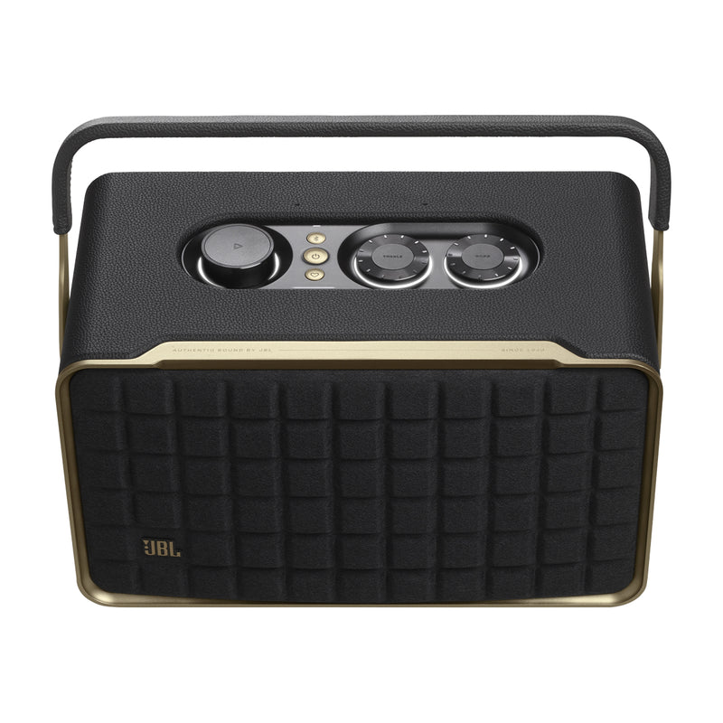 JBL Authentics 300 Bocina Portátil Bluetooth | Smart WiFi | Diseño Retro | Asistentes de Voz | 8H | Negro Dorado