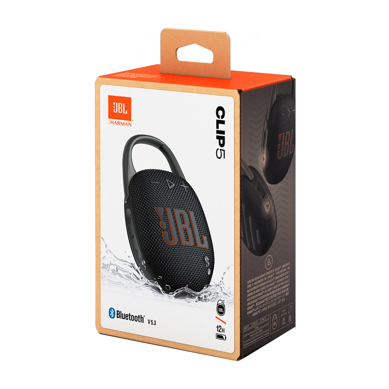 JBL Clip 5 Bocina Portátil Bluetooth Waterproof | Mosquetón | 12H | IP67 | Negro