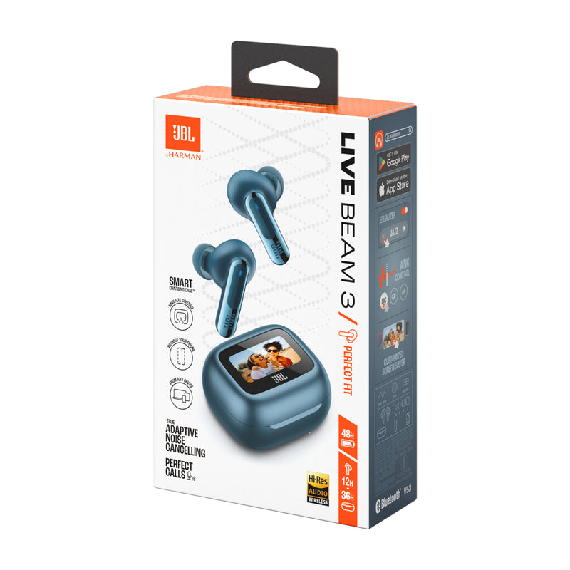 JBL Live Beam 3 True Wireless Audífonos Inalámbricos Bluetooth | Adaptive Noise Cancelling | Azul