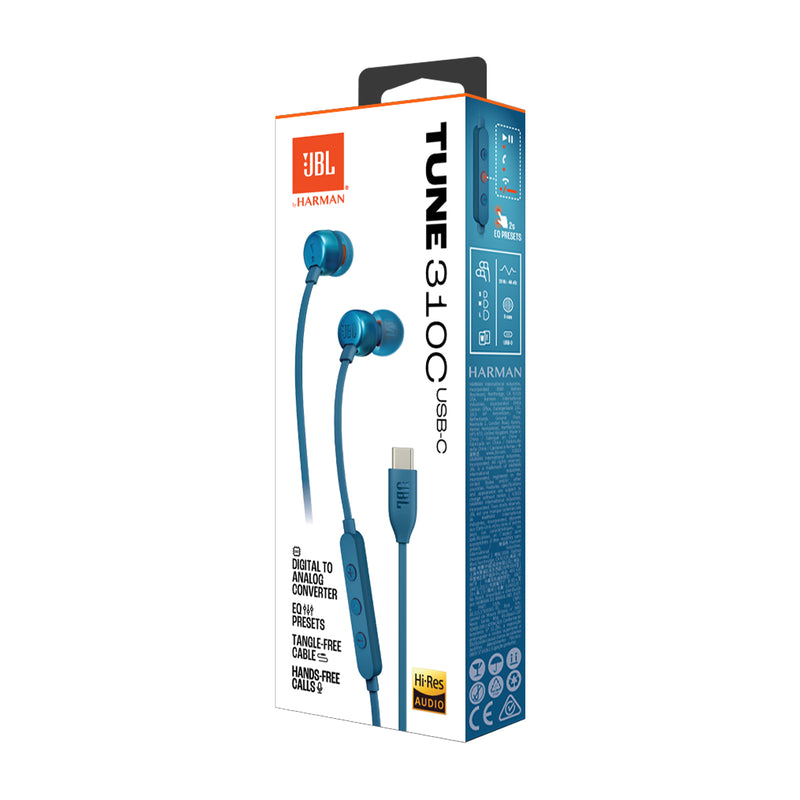 JBL Tune 310C Audífonos de Cable | Azul