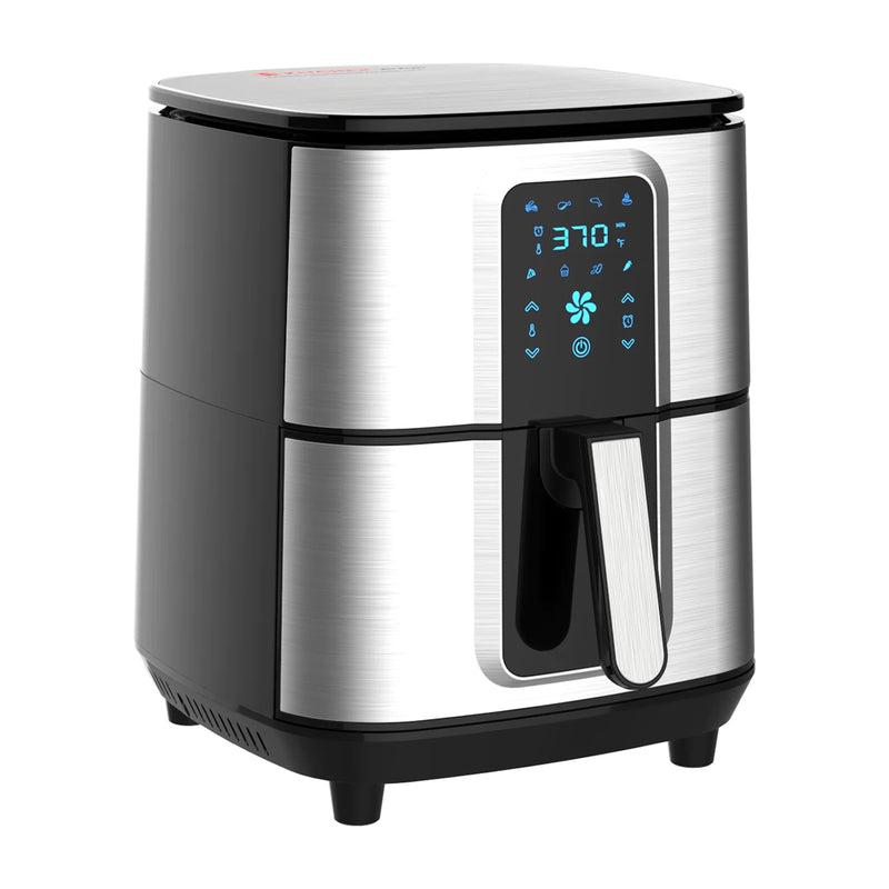 Kitcher Freidora de Aire Digital | 6.8QT | 8 Programas | Temporizador | Control de Temperatura | Plateado Negro