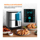 Kitcher Freidora de Aire Digital | 6.8QT | 8 Programas | Temporizador | Control de Temperatura | Plateado Negro