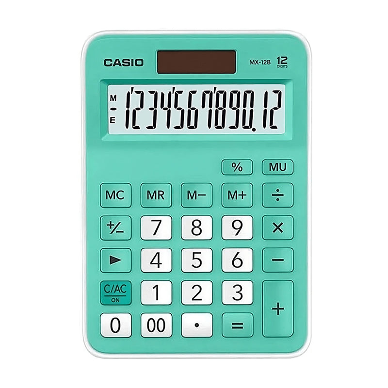 Casio Calculadora de 12 Digitos | Portátil | Batería Solar | Verde