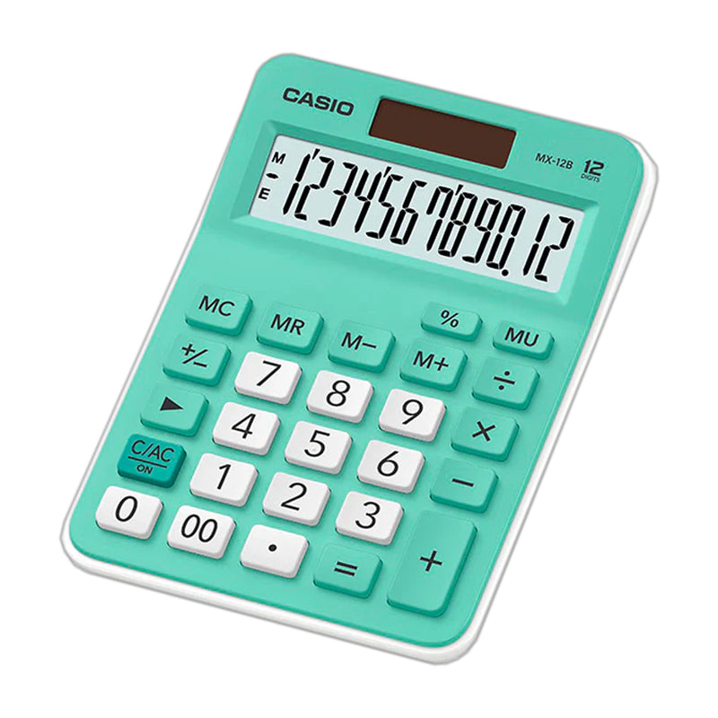 Casio Calculadora de 12 Digitos | Portátil | Batería Solar | Verde