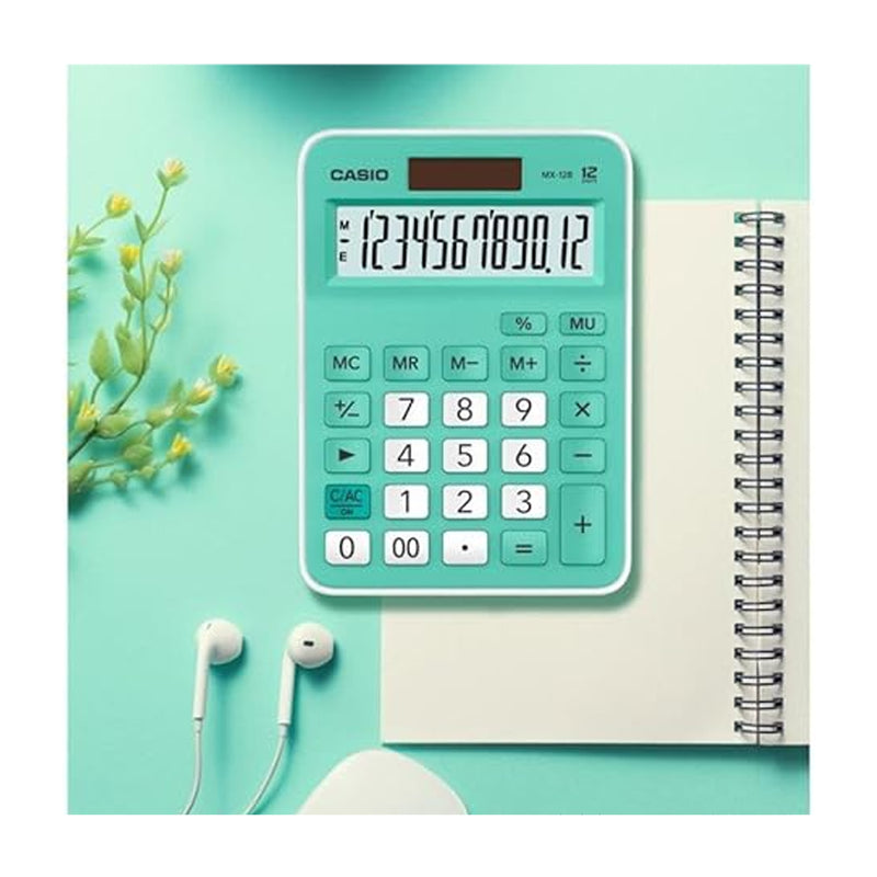 Casio Calculadora de 12 Digitos | Portátil | Batería Solar | Verde