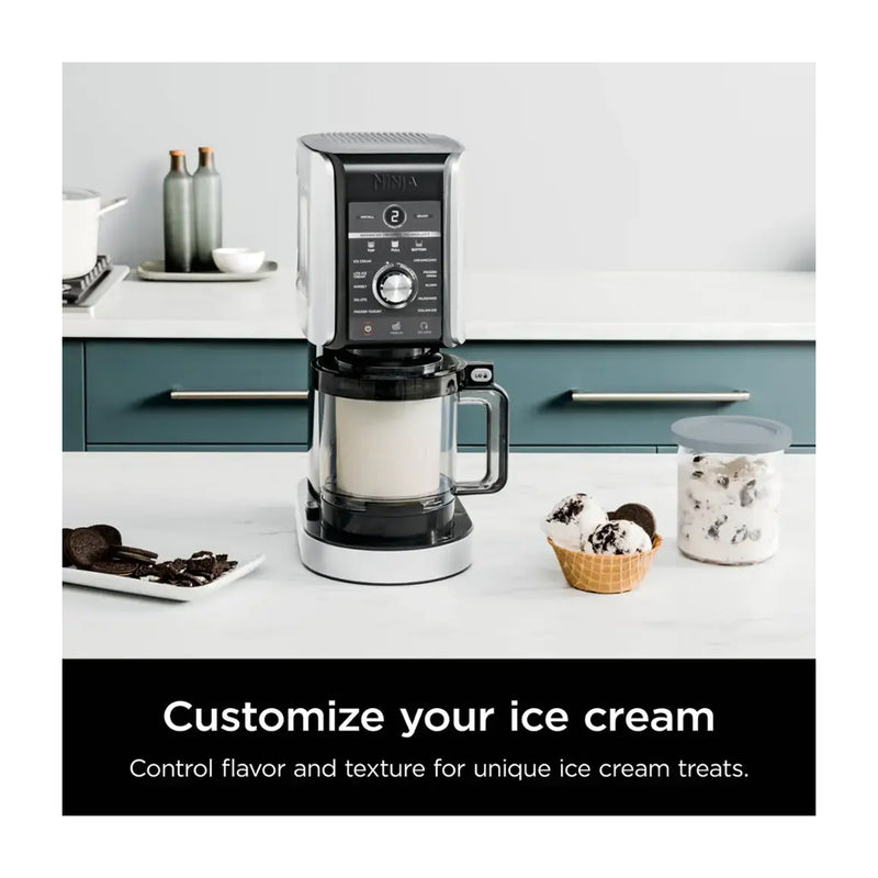 Ninja Creami XL Deluxe Máquina para hacer Helado 11-en-1 | Tecnología Creamify | Dual Processing | Negro Plateado