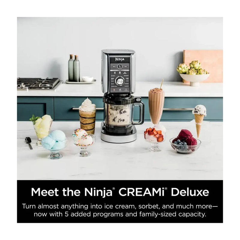 Ninja Creami XL Deluxe Máquina para hacer Helado 11-en-1 | Tecnología Creamify | Dual Processing | Negro Plateado