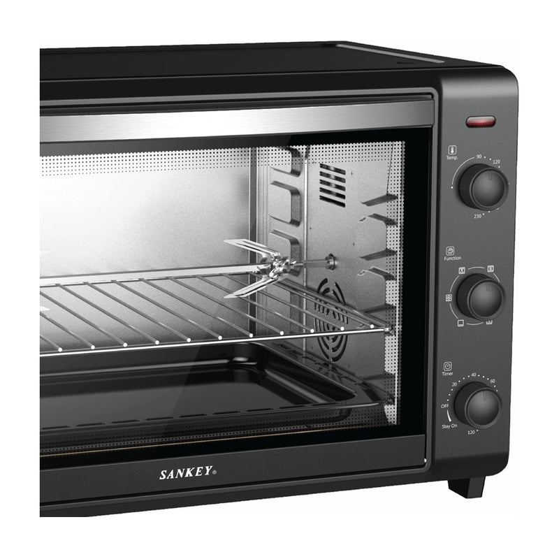 Sankey Horno Eléctrico de 50L | Convección | Temporizador | Puerta de Vidrio | 1500W | Negro