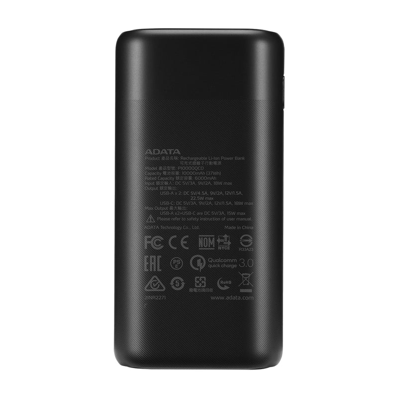 ADATA Power Bank Batería Portátil para Smartphones y Tablets | 10000Mah | Negro