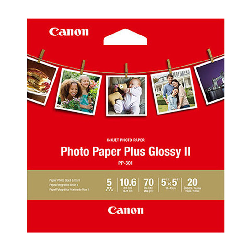 Canon Papel Fotográfico Plus Glossy II | 5" x 5" | 20 Hojas