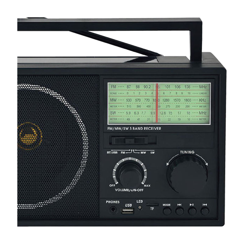 Sankey Radio Portátil | Sintonización FM | Mango Transportadora | Bluetooth | Negro