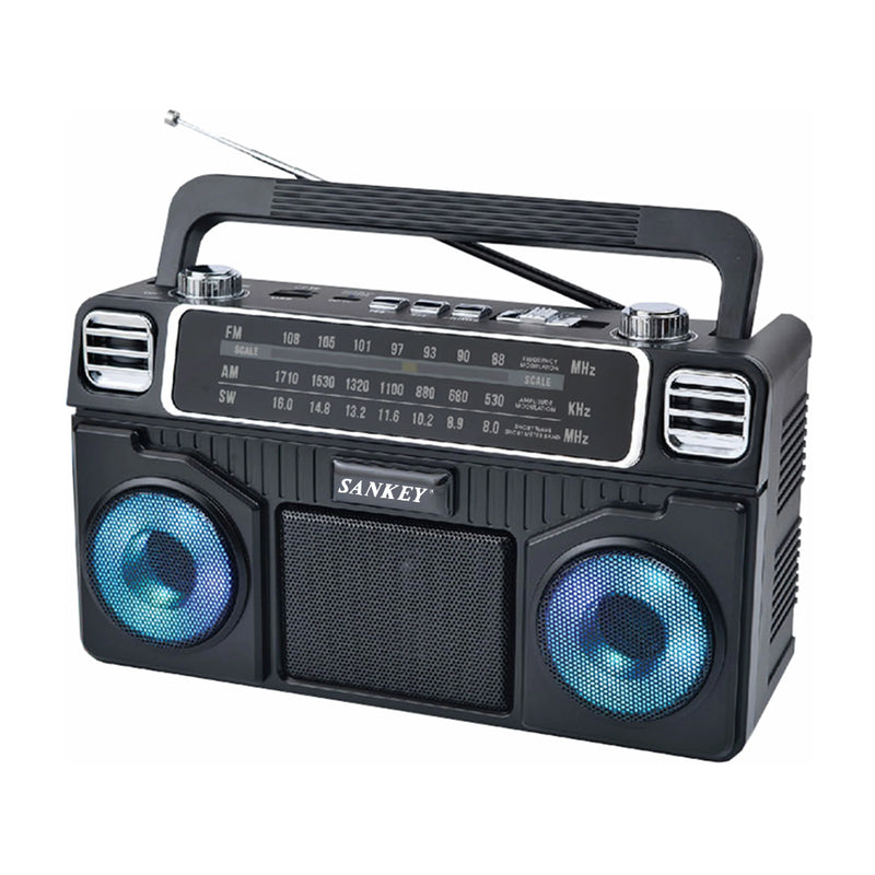 Sankey Radio Portátil | Sintonización FM | Asa Portable | Bluetooth | Negro