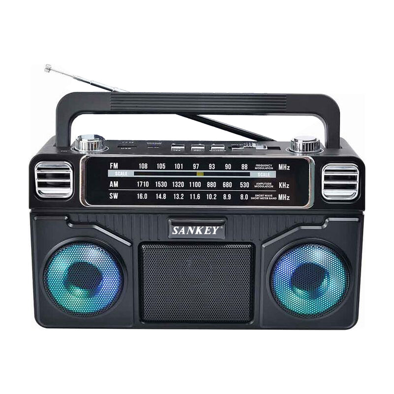 Sankey Radio Portátil | Sintonización FM | Asa Portable | Bluetooth | Negro