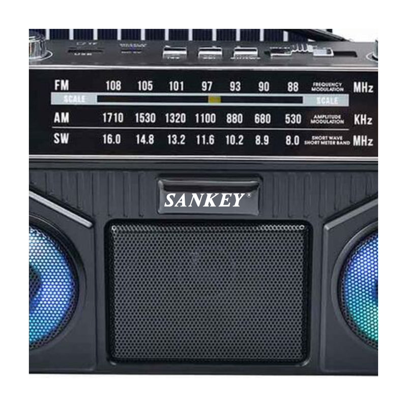 Sankey Radio Portátil | Sintonización FM | Asa Portable | Bluetooth | Negro