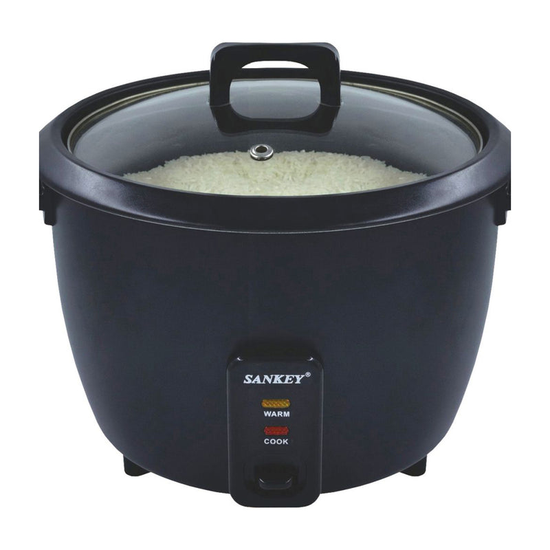 Sankey Olla Arrocera de 1L | Manijas Frescas al Tacto | Tapa de Vidrio | Interior Antiadherente | Negro