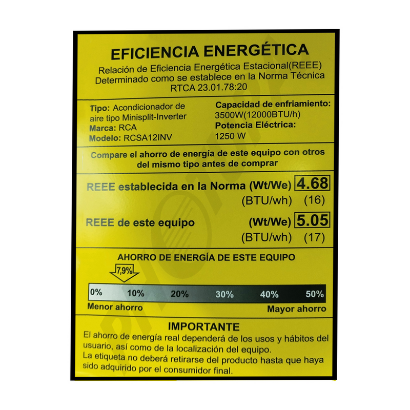 RCA Aire Acondicionado Split Inverter +Plus 12,000 BTU | WiFi | Bluetooth | Compatible con Google Assistant & Amazon Alexa | Función Health | Hasta 68% de Ahorro | 220V