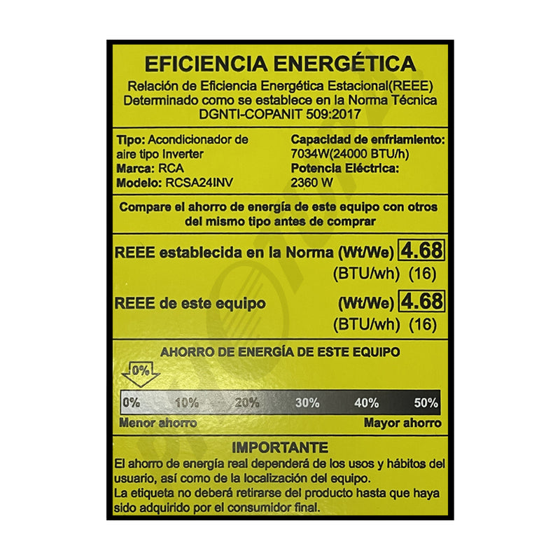 RCA Aire Acondicionado Split Inverter +Plus 24,000 BTU | WiFi | Bluetooth | Compatible con Google Assistant & Amazon Alexa | Función Health | Hasta 68% de Ahorro | 220V