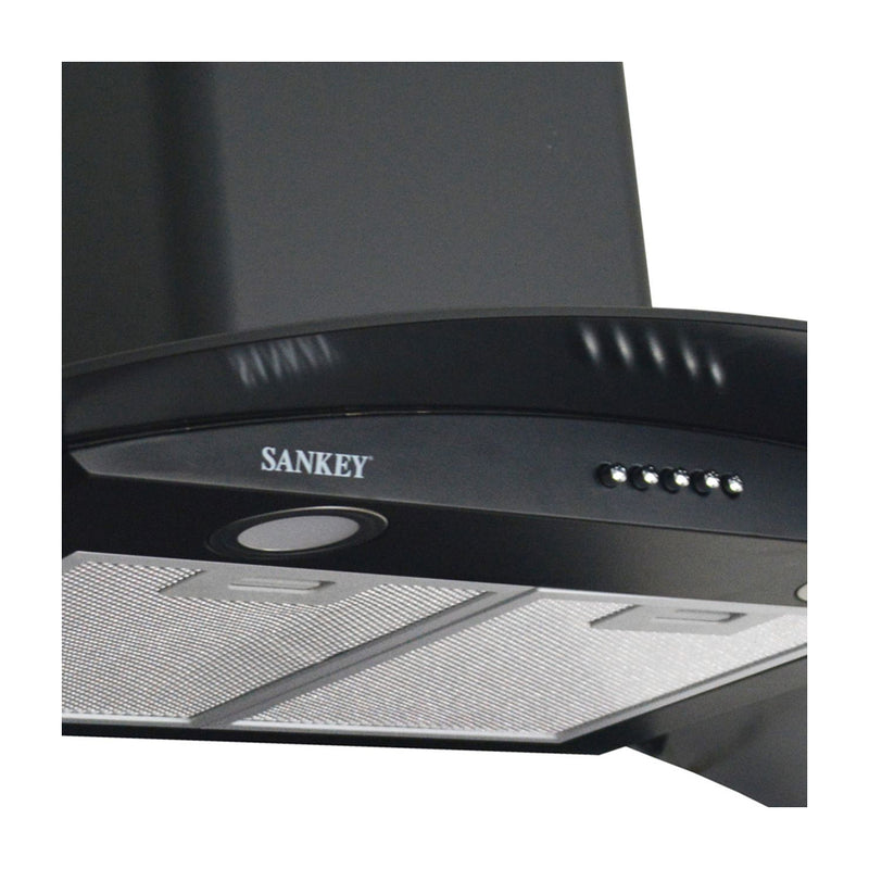 Sankey Extractor de Grasa de 90cm | Tipo Chimenea | 3 Velocidades | 2 Filtros de Aluminio | 500m3/H | Negro