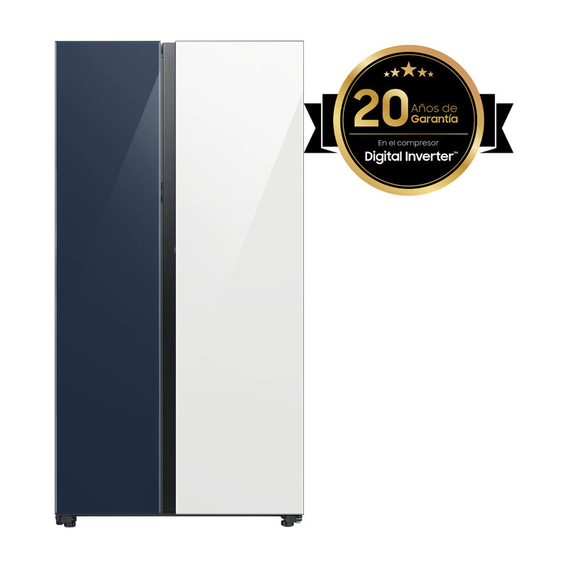 Samsung BESPOKE Refrigeradora Side By Side Digital Inverter | All Around Cooling | SpaceMax | AOD | Dual Ice Maker | Beverage Center | 22.6p3 | Clean Navy/White