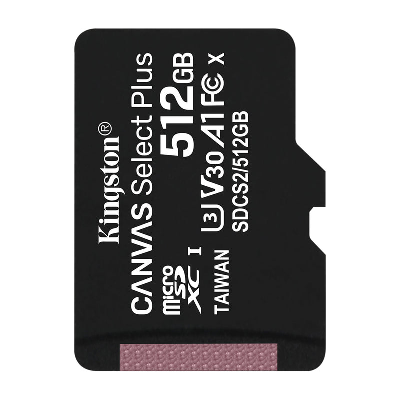 Kingston Memoria Micro SDXC de 512GB + Adaptador | UHS-I | V30 | U3 | Clase 10 | 100MB/s