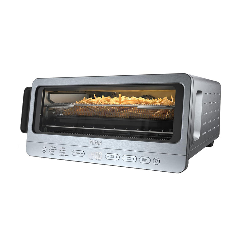 Ninja Flip Horno Eléctrico 8-en-1 | Digital | Freidora de Aire | Convección | Tecnología Oven Crisp | Abatible | 1800W | Plateado