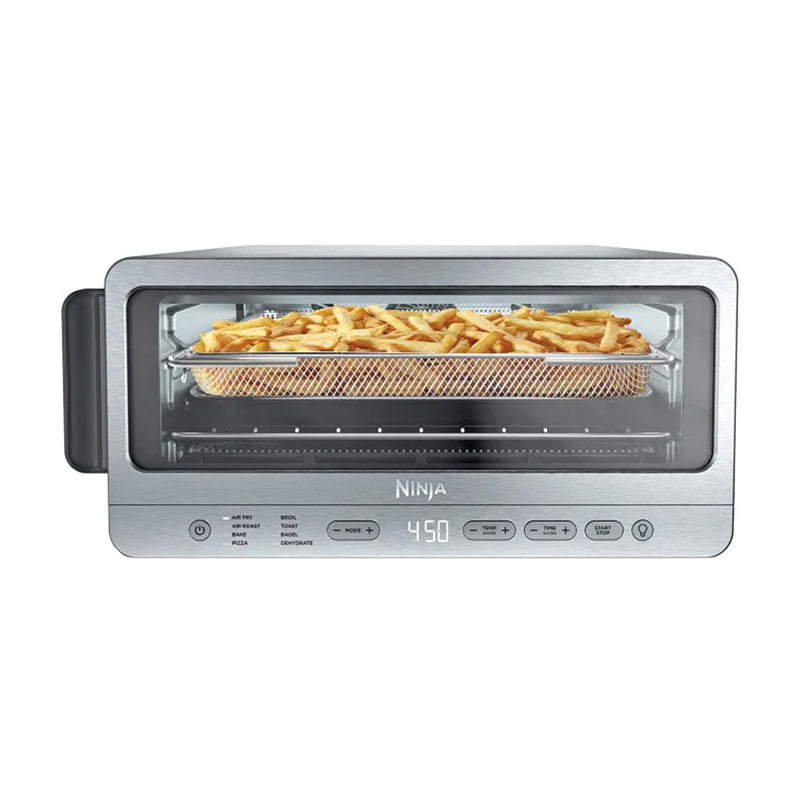 Ninja Flip Horno Eléctrico 8-en-1 | Digital | Freidora de Aire | Convección | Tecnología Oven Crisp | Abatible | 1800W | Plateado