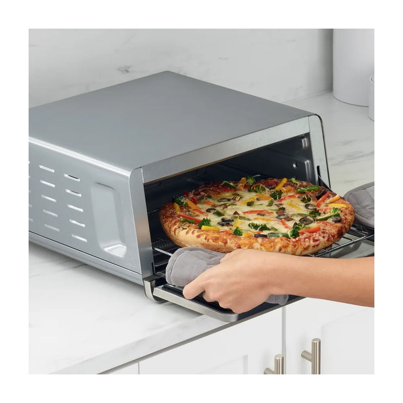 Ninja Flip Horno Eléctrico 8-en-1 | Digital | Freidora de Aire | Convección | Tecnología Oven Crisp | Abatible | 1800W | Plateado