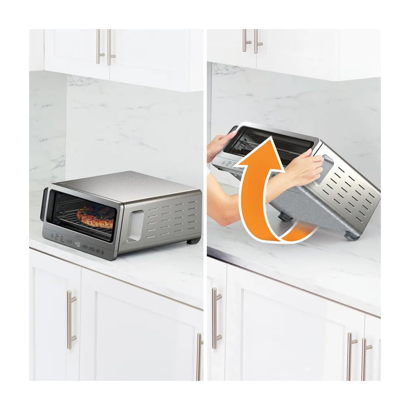 Ninja Flip Horno Eléctrico 8-en-1 | Digital | Freidora de Aire | Convección | Tecnología Oven Crisp | Abatible | 1800W | Plateado