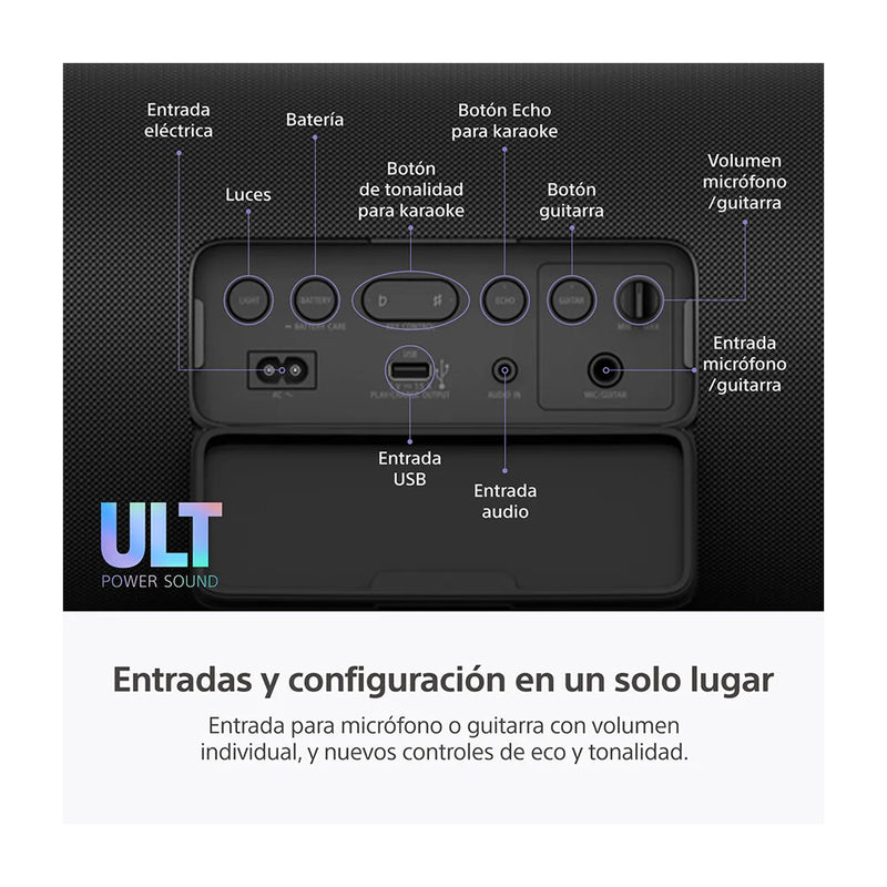 Sony ULT FIELD 7 Bocina Portátil Bluetooth Waterproof | ULT Bass | Luces | 30H | IP67 | Negro